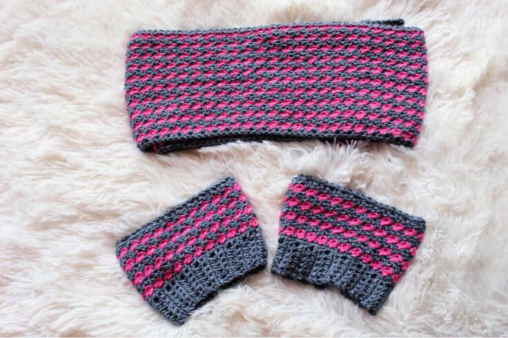 Image for Simply Textured Crochet Scarf + Boot Cuffs Set
