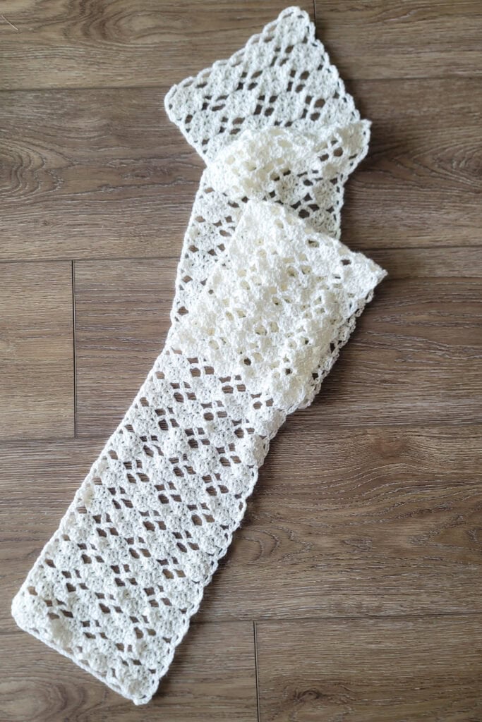 Lacy Crochet Scarf - Flat Lay