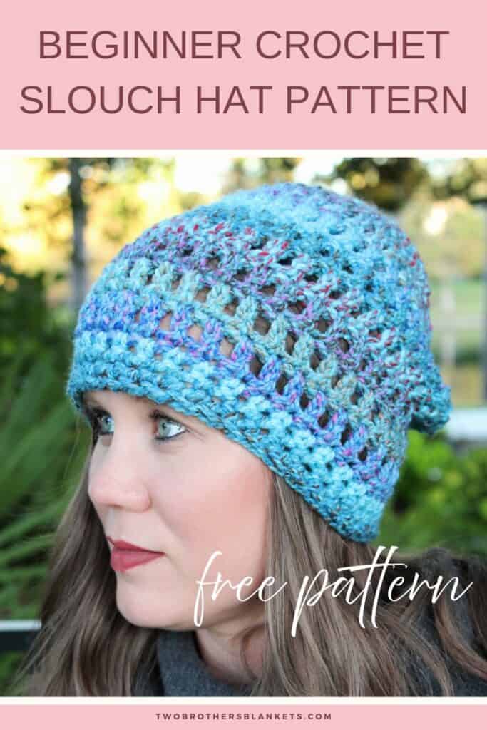 Beginner Crochet Slouch Hat - Free Pattern - Pin it in Pinterest