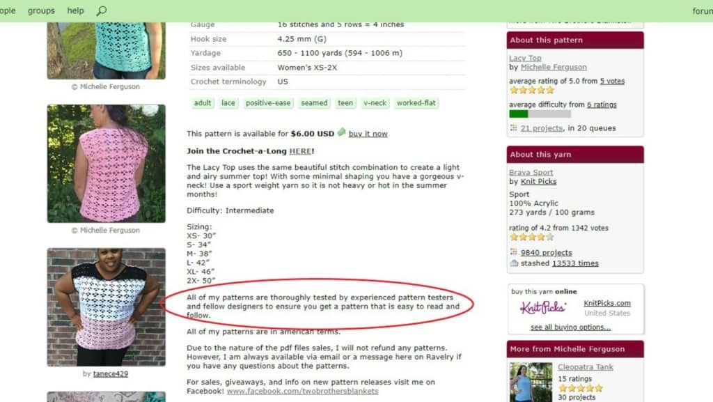 buying a crochet pattern