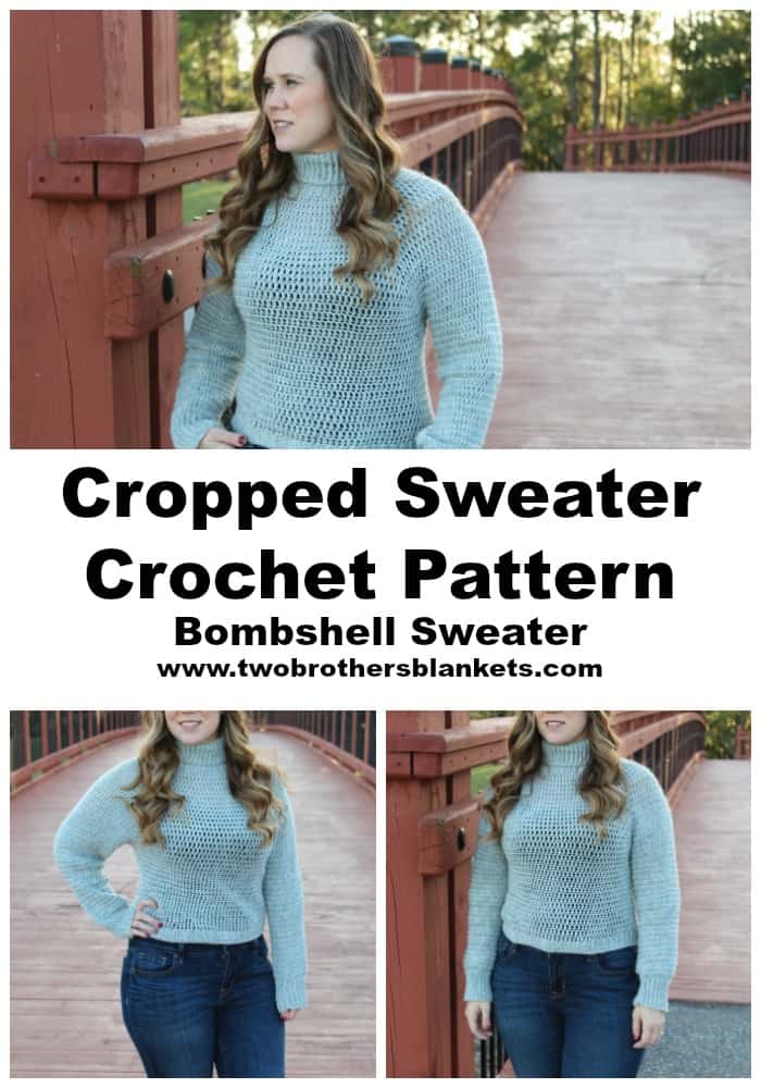 Cropped Sweater Crochet Pattern- Bombshell Sweater- Two Brothers Blankets