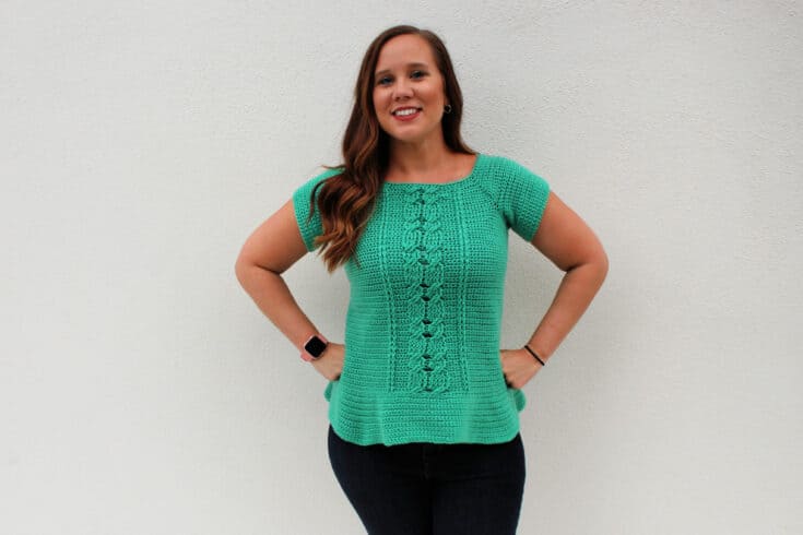 Cabled Peplum Tee Crochet Pattern