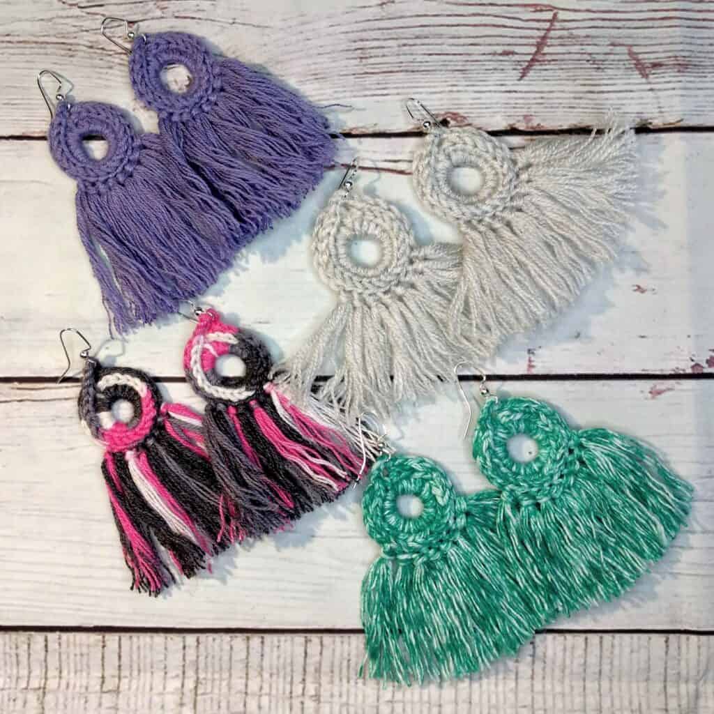 How to Crochet a Heart and Tassel Earrings  YouTube