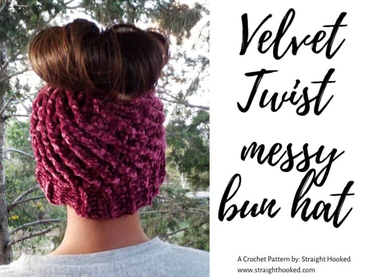 Image for Velvet Twist messy bun hat Crochet Pattern