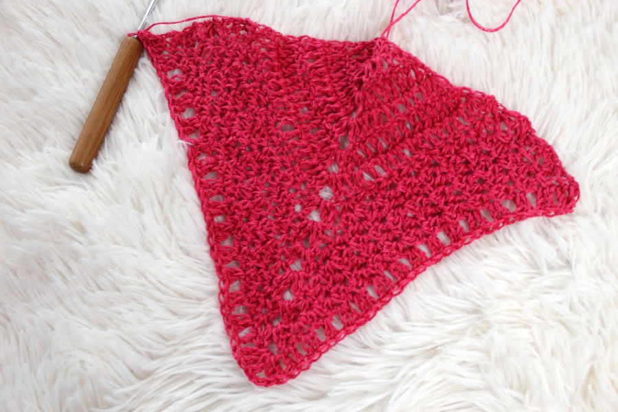 Rows 1-13 of the Meadowsweet Shawl