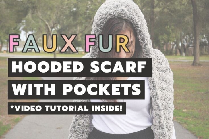 Image for Faux Fur Hooded Scarf with Pockets - Free Crochet Pattern