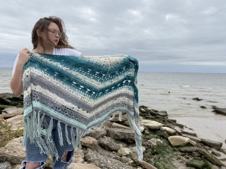 Image for Big Squish Winter Free Crochet Wrap Up Shawl Pattern • RV Designs