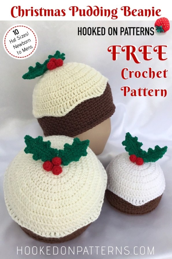 Image for Free Crochet Christmas Pudding Beanie Hat