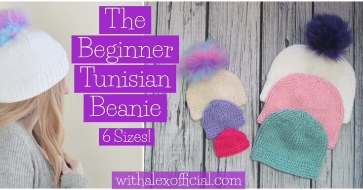 Image for Beginner Tunisian Beanie Free Crochet Pattern And Tutorial!