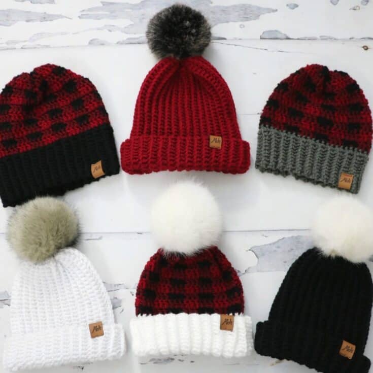 Image for Crochet Buffalo Plaid Family Hats