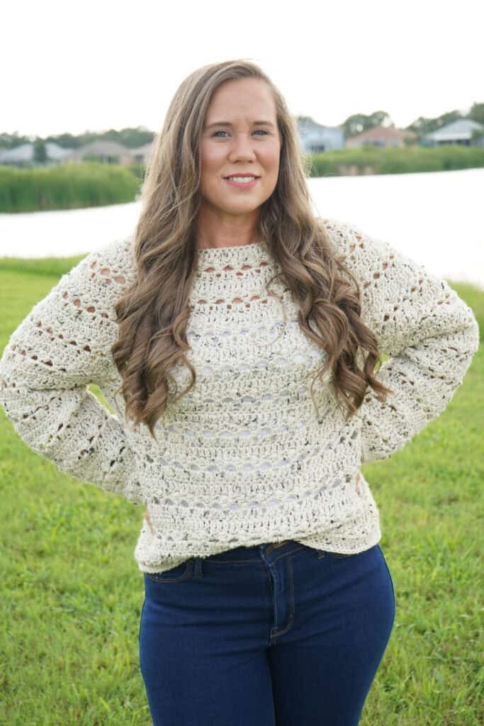 Women's Crochet Sweater, called the Brimstone Sweater.