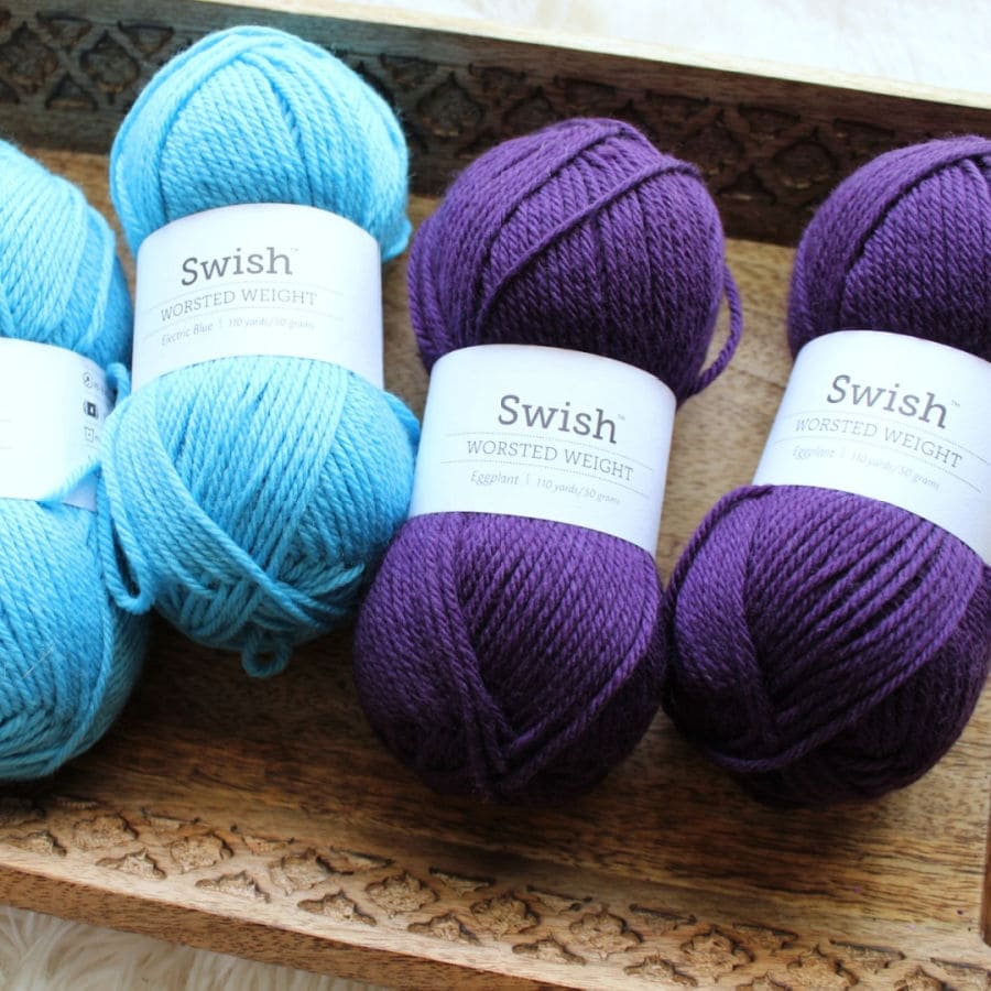 Close up of yarn used to crochet the Little Textures Beanie.