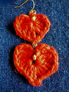 Image for Double Heart Earrings pattern by Blanche Rosenblatt
