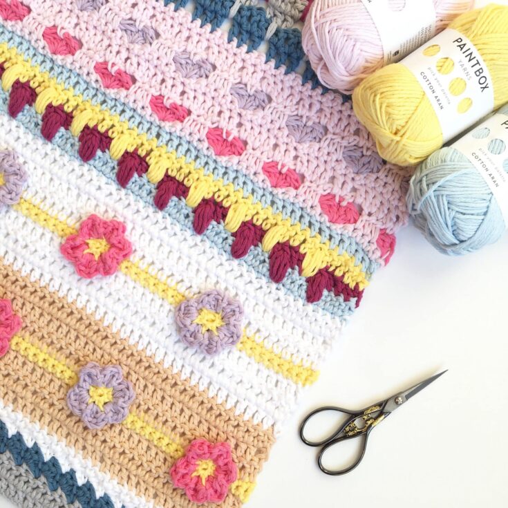 Image for Crochet Stitch Sampler Spring Rhapsody Blanket free crochet pattern CAL