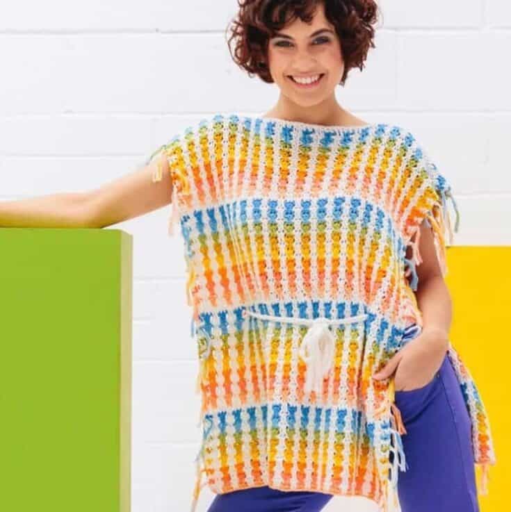 Image for The Skittles Summer Crochet Poncho – Free Pattern