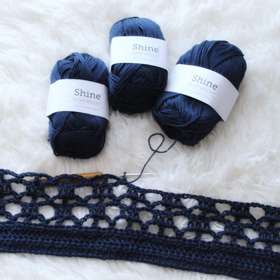 Yarn used to make the crochet dress called the Suzie Sundress. 