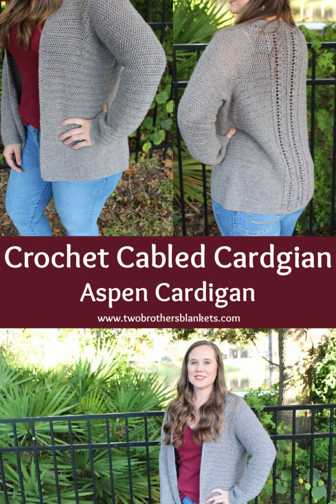 Crochet Cabled Cardigan - Aspen Cardigan - Two Brothers Blankets
