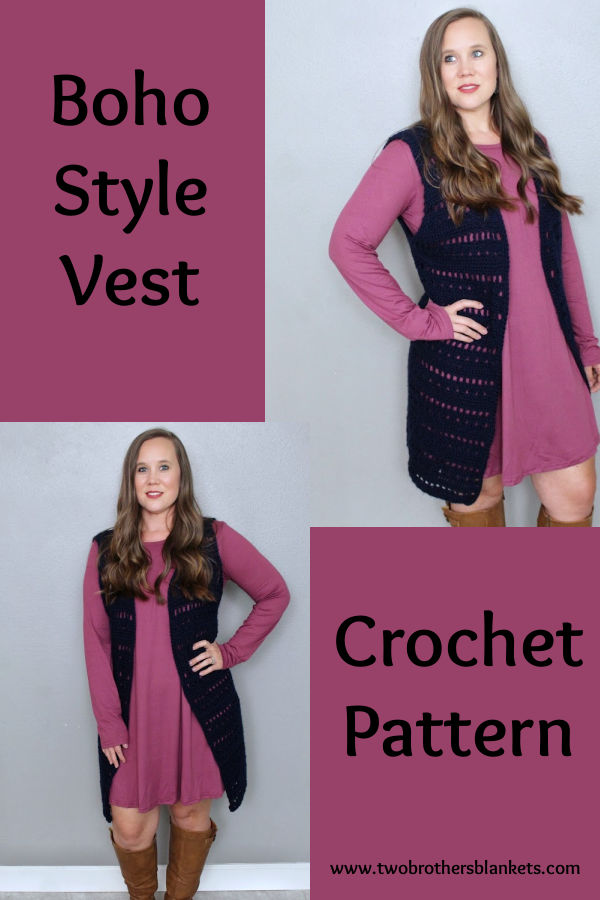 Boho Style Vest Crochet Pattern- Two Brothers BLankets