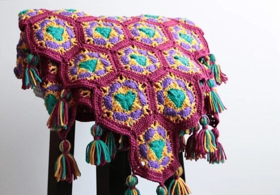 Image for Easy Hexagon Crochet Blanket - free pattern