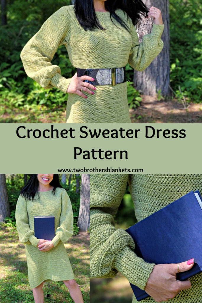 Crochet Sweater Dress Pattern - Delaney Dress- Two Brothers Blankets