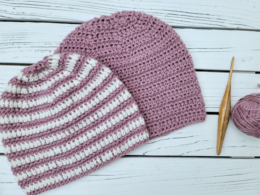 Two crochet beanies