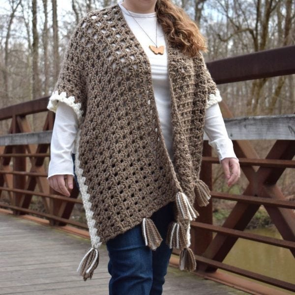 Image for A Cozy & Simple Chunky Crochet Tassel Ruana Pattern