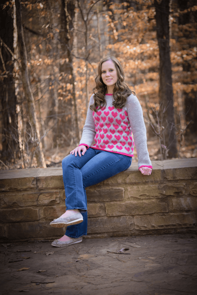 Crochet Heart Sweater, called the Paris Sweater. 