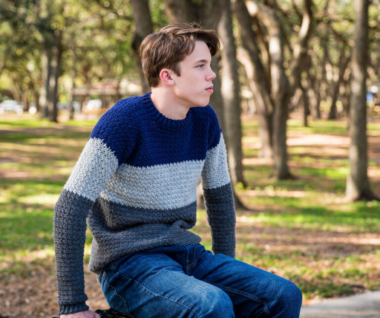 Crochet Color Block Sweater – Guthrie- Crochet Makes for Men