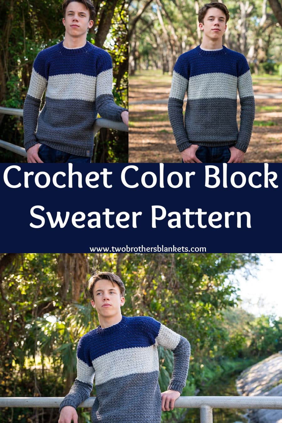 Crochet Color Block Sweater - Guthrie- Crochet Makes for Men