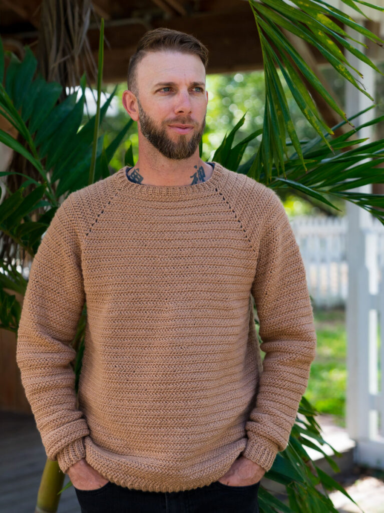 Men's Crochet Raglan Sweater
