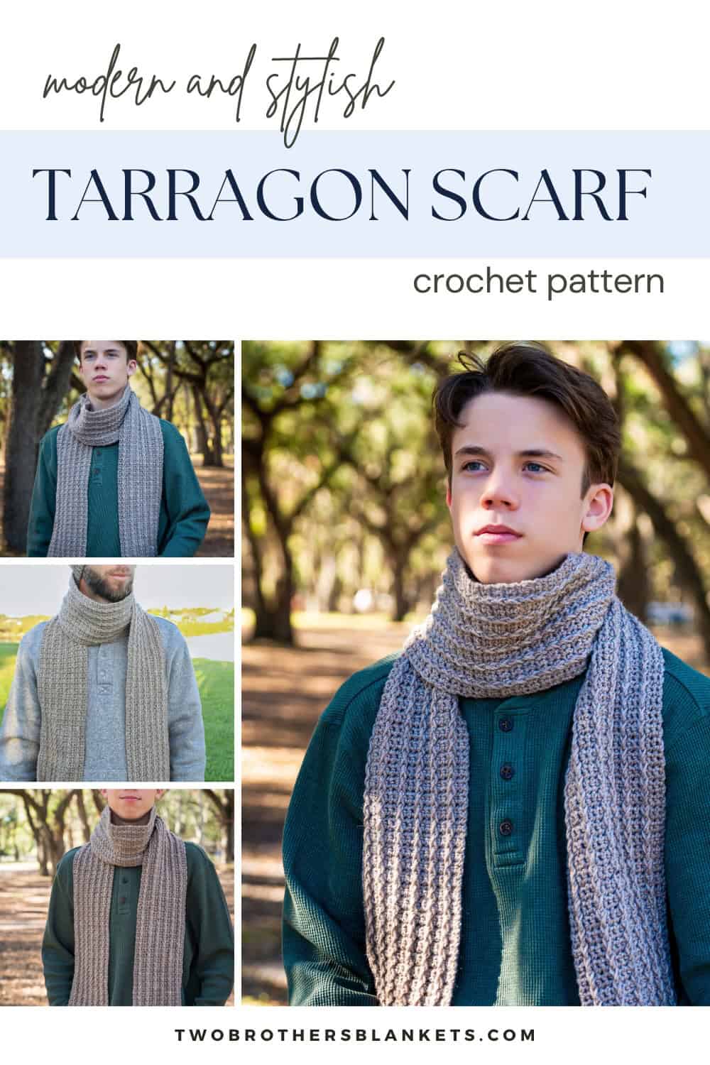 The Tarragon Scarf easy crochet men's scarf pattern - Pin it on Pinterest