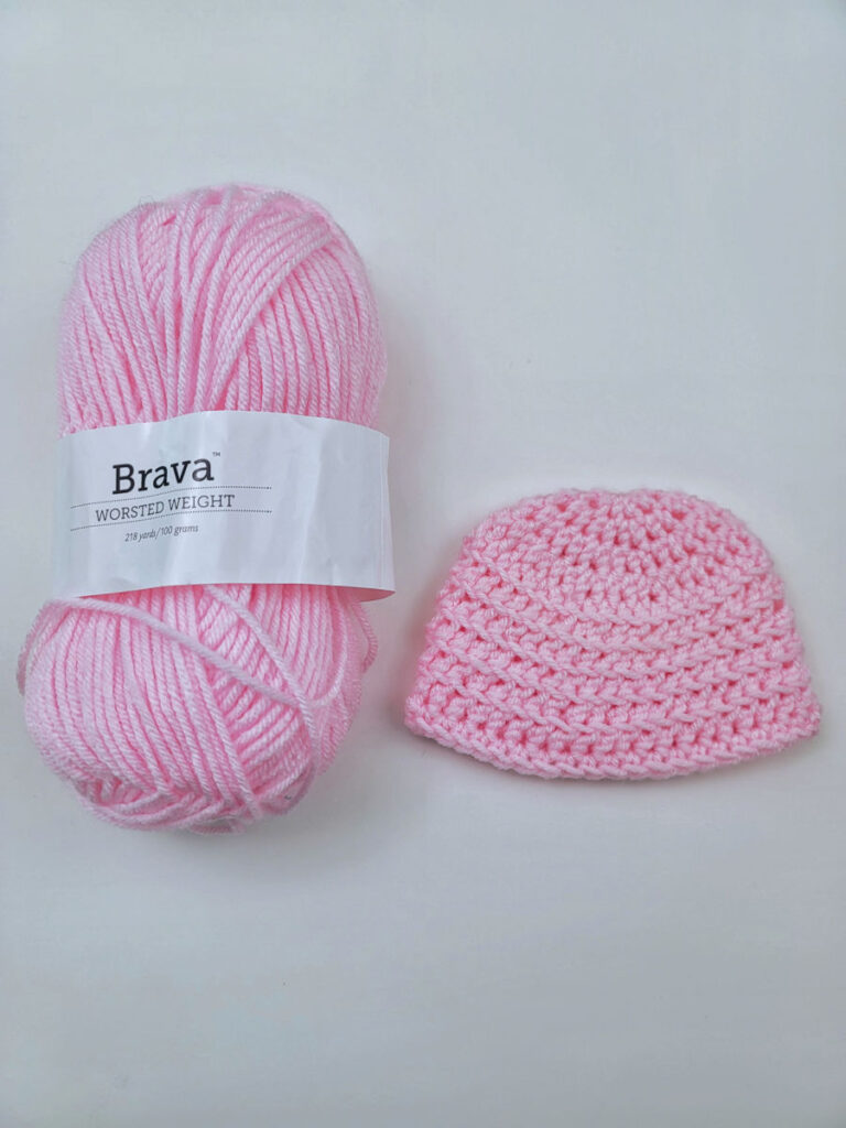 Pink crochet preemie beanie