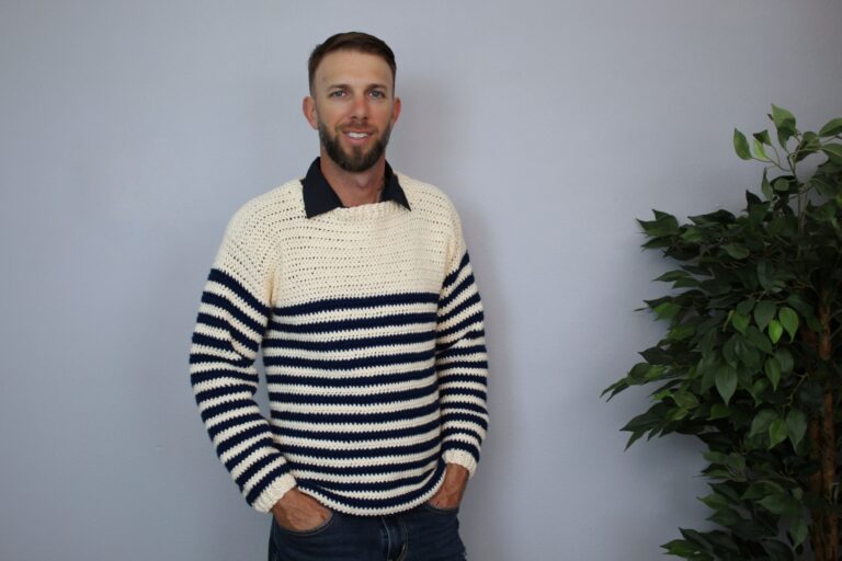 Men’s Crochet Sweater Pattern- Upper Eastside Sweater