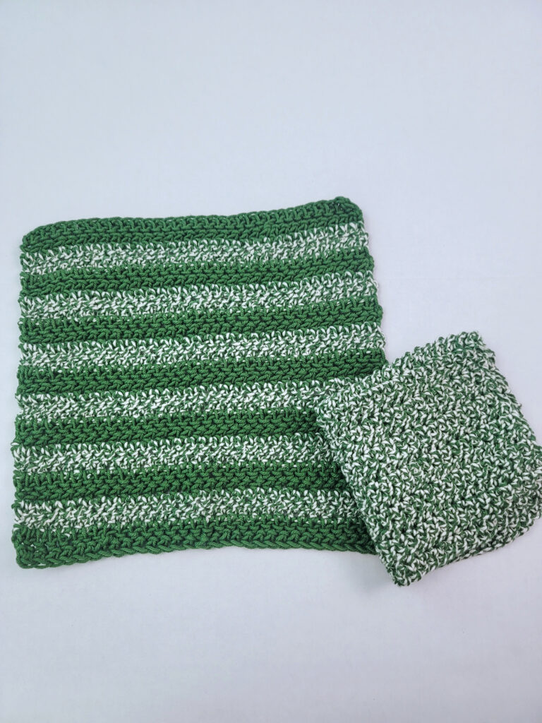 green striped crochet washcloth