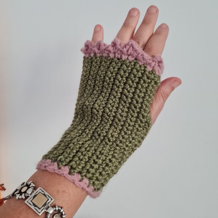 Image for Crochet Wrist Warmers Pattern - Olive
