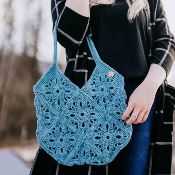 Image for FREE Crochet Granny Square Bag Pattern, The Motif Market Tote