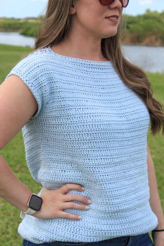 Crochet Top Pattern called the Tea Time Tee.