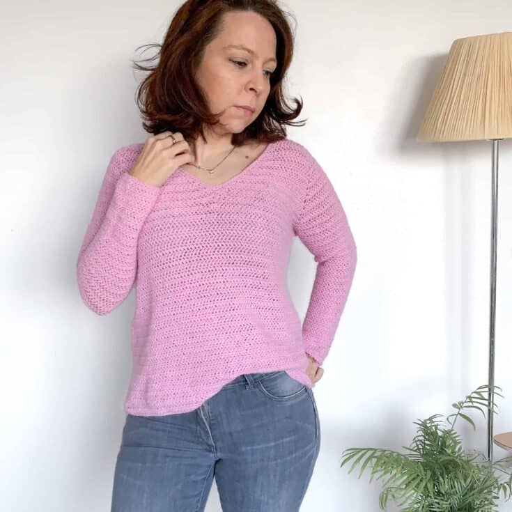 long sleeved crochet sweater top pattern