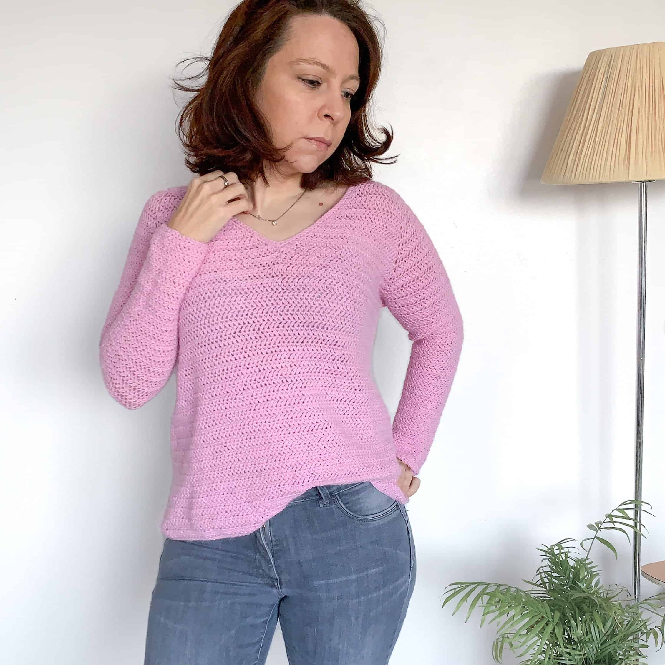 long sleeved crochet sweater top pattern
