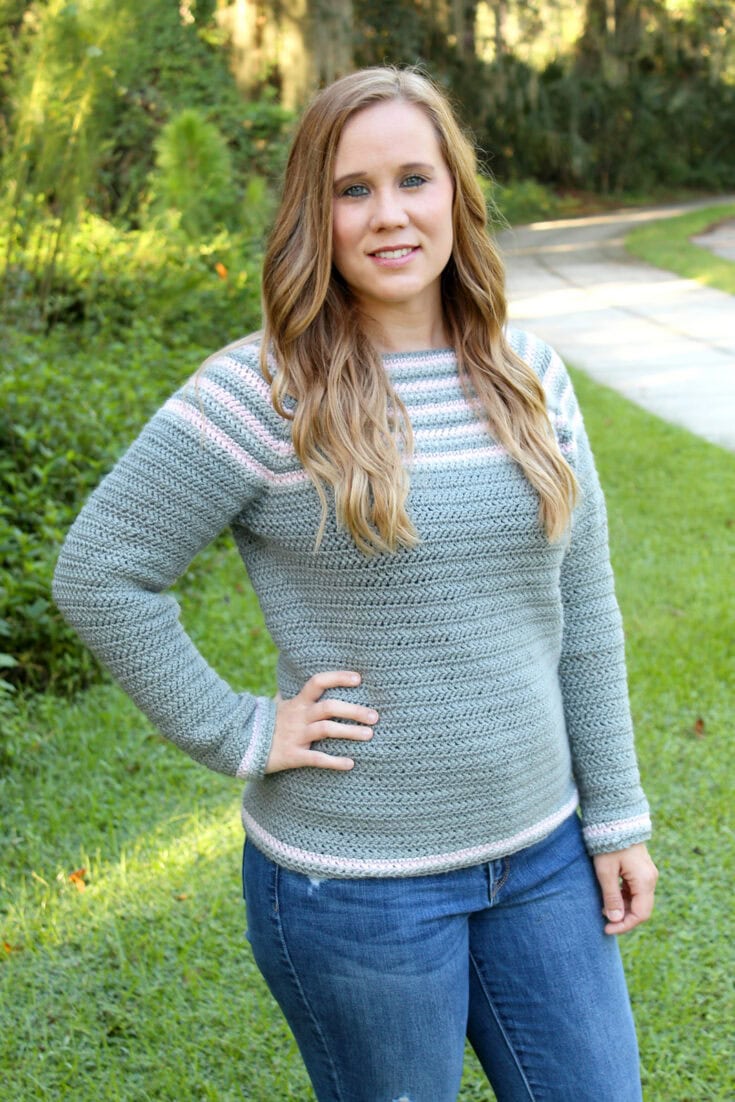 raglan style work up crochet sweater pattern for women