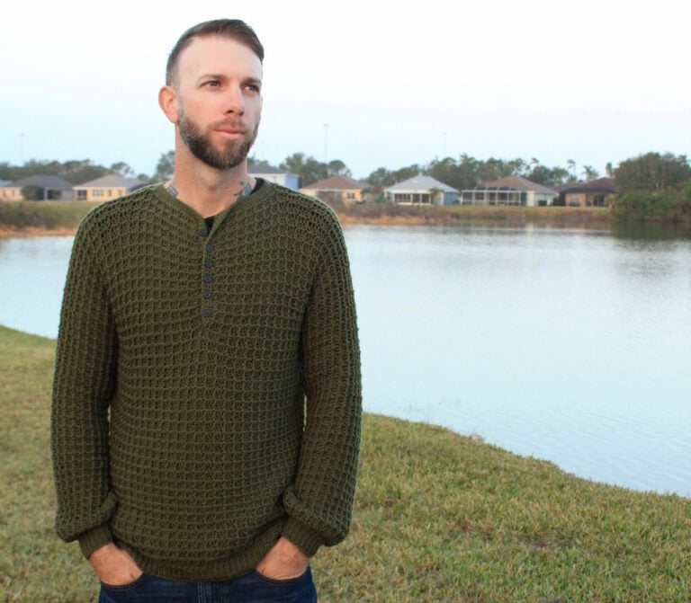 The Men's Apricity Crochet Henley Sweater Pattern