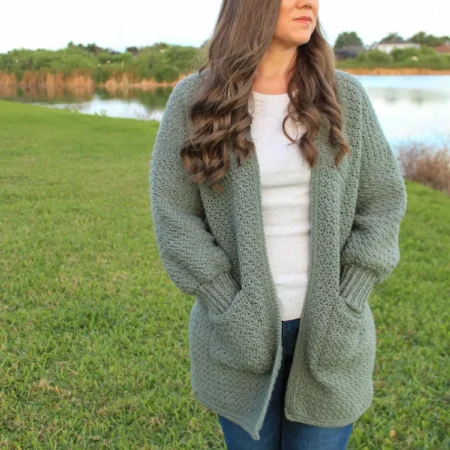 Women's cardigan pattern from Two Brothers Blankets.