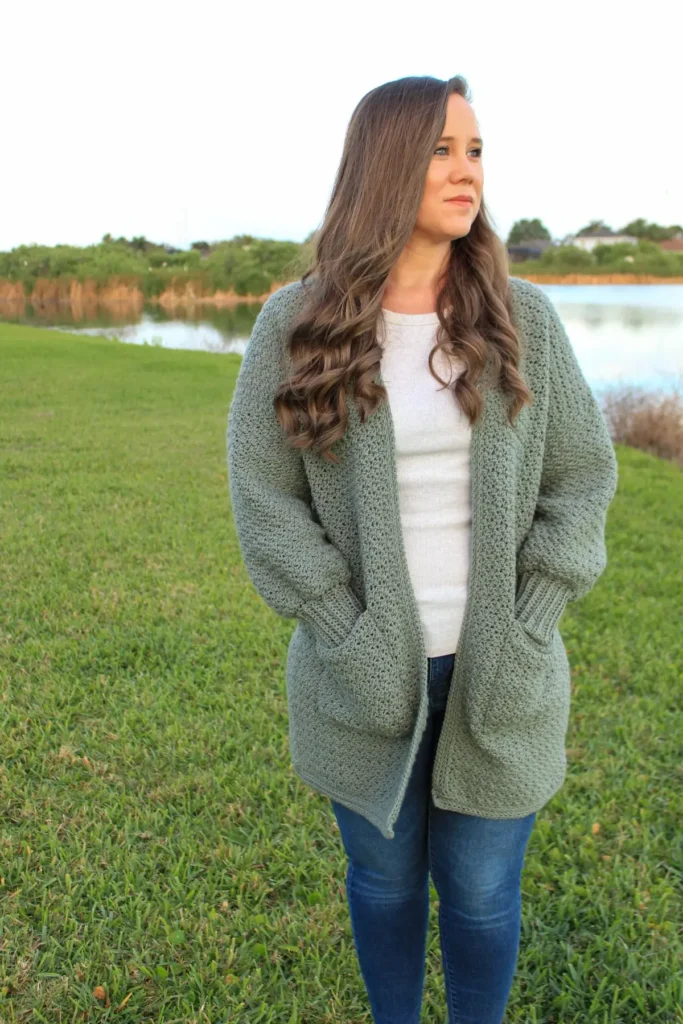 Women's cardigan pattern from Two Brothers Blankets.