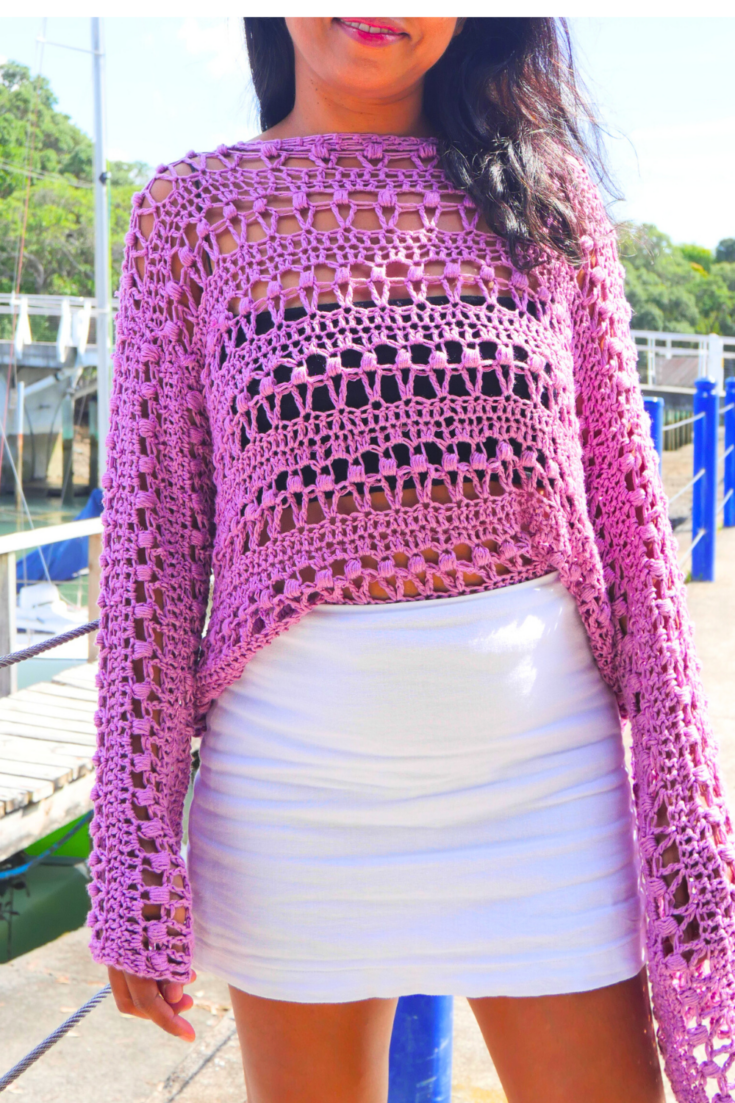 Image for Rosy Mesh Sweater Top