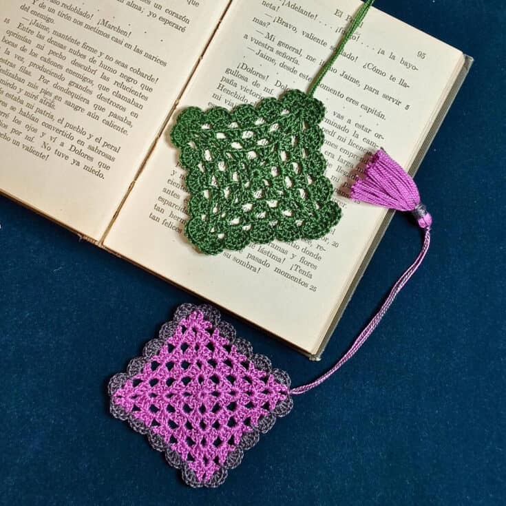 Granny Square Ruffle Free Crochet Bookmark Pattern