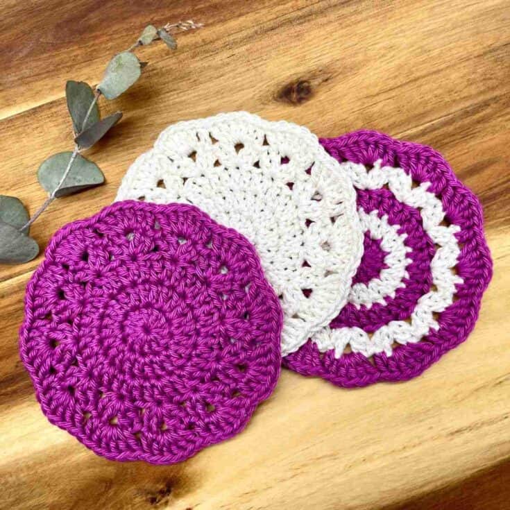 Free Crochet Flower Coaster Pattern & Video Tutorial