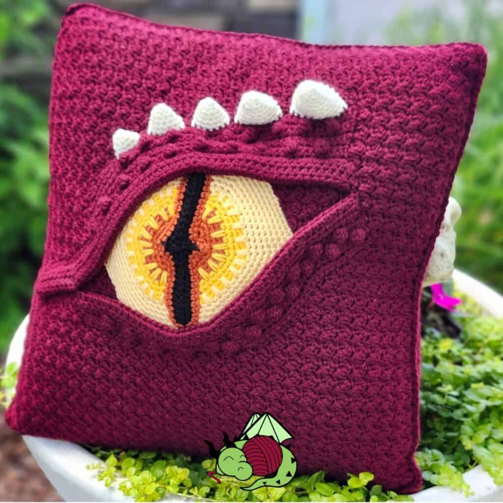 3D dragon eye pillow crochet pattern