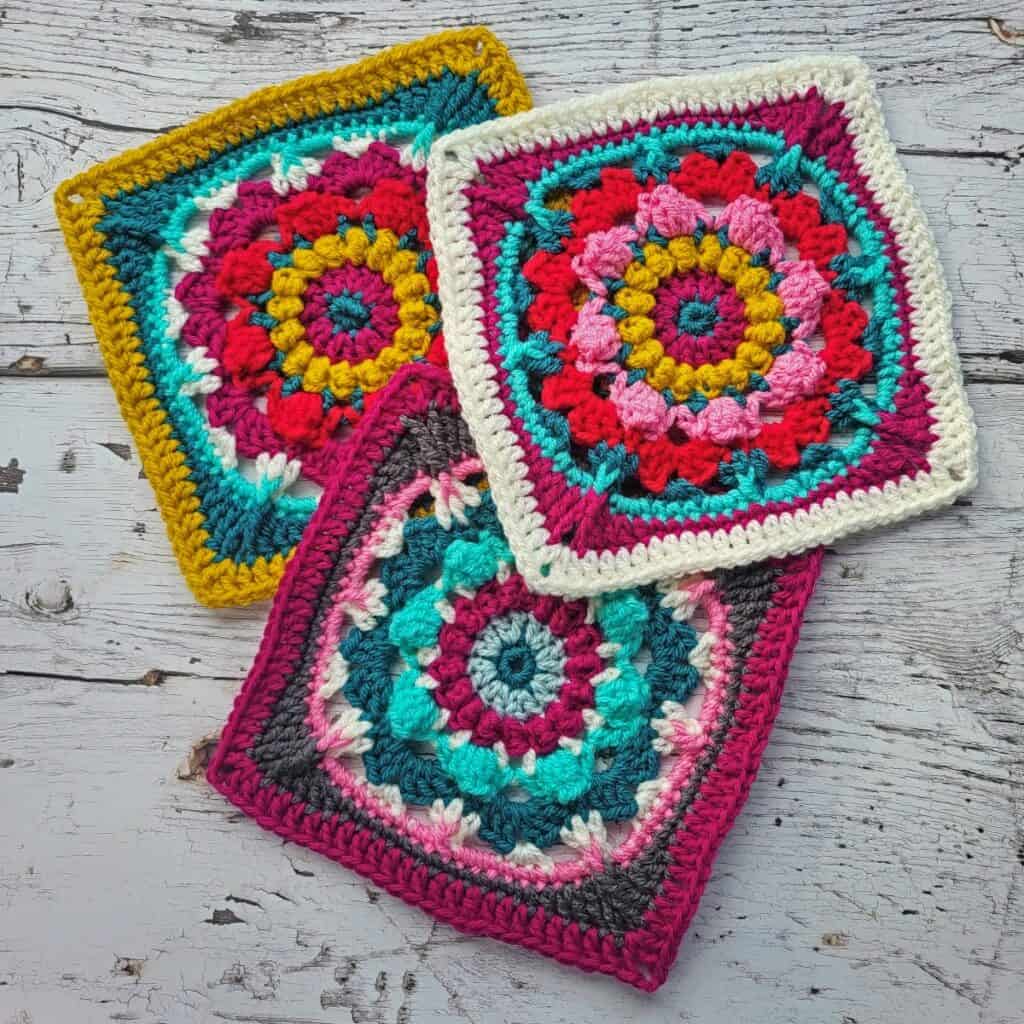 crochet granny squares with texture
